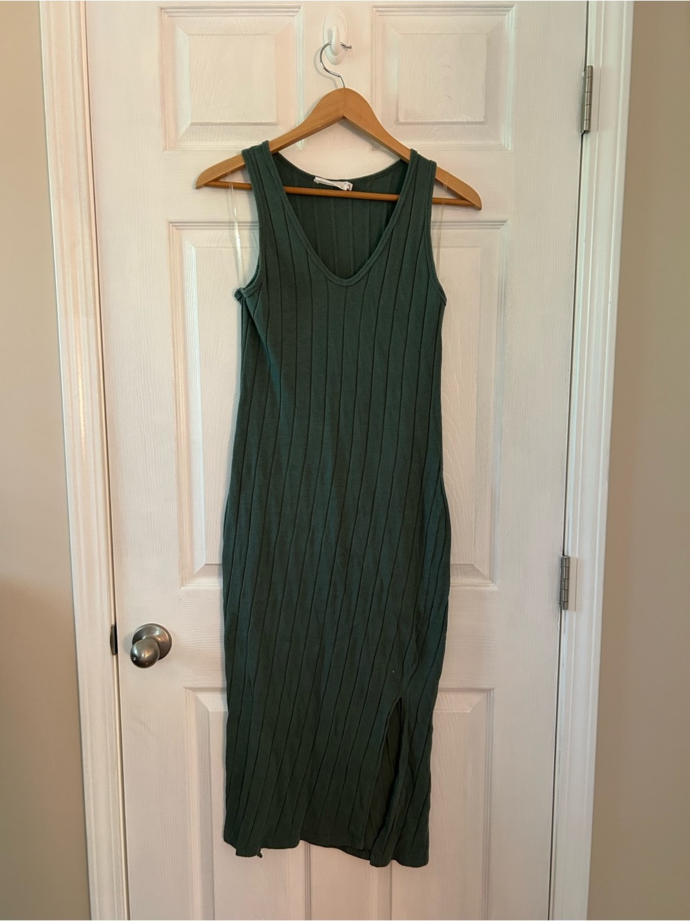 Maternity All in Favor Ribbed Midi Dress in Forest Green